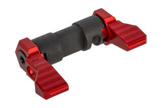 The Phase 5 Tactical ambidextrous safety selector 90 degree features a red anodized finish